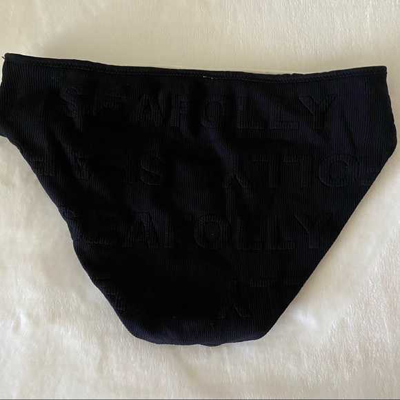 Seafolly Black & White Ribbed Swim Bikini Bottoms - Picture 4 of 7
